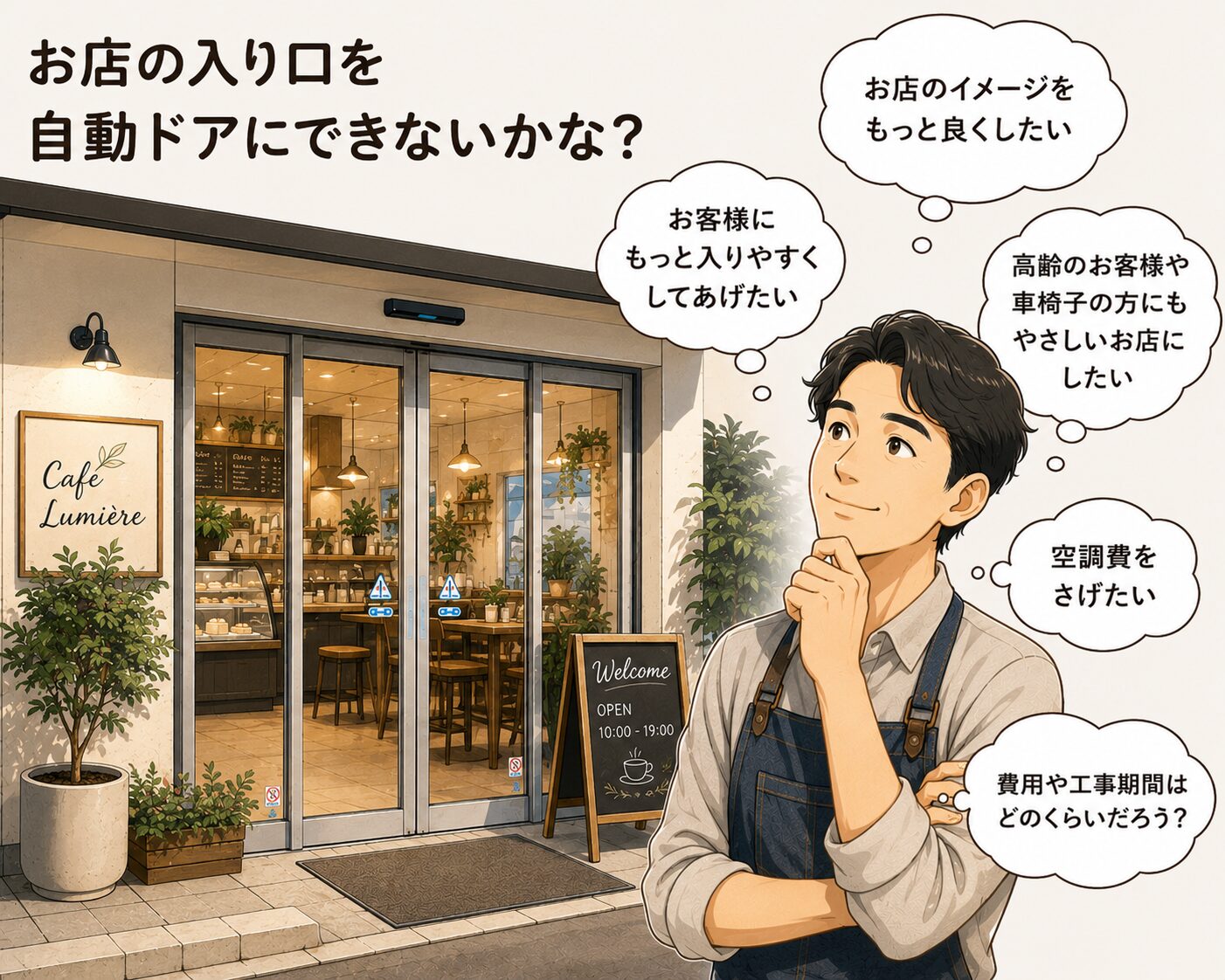 お店の入り口を自動ドアにできないかな